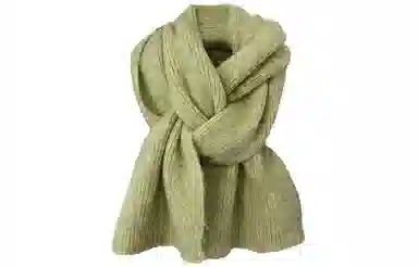 优幽兰 加厚护脖子仿羊绒防风防寒保暖休闲香草黄绿色 绒线围巾 女款