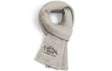 优幽兰 纯色高级感字母刺绣仿羊绒防风防寒护脖子休闲 绒线围巾 女款