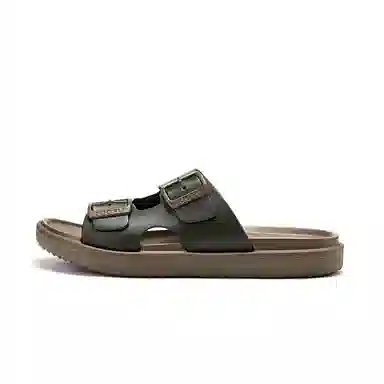 罗敷 圆头厚底 舒适轻便 防滑透气 静音防磨一字拖鞋 男款 黑色