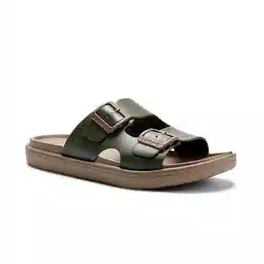 罗敷 圆头厚底 舒适轻便 防滑透气 静音防磨一字拖鞋 男款 黑色