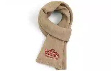 优幽兰 纯色高级感字母刺绣仿羊绒防风防寒护脖子休闲 绒线围巾 女款