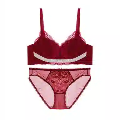 内在密码 红色内衣内裤本命年女小胸聚拢显大上托平胸专用性感蕾丝结婚新娘文胸套装