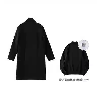 我是大卫 毛呢中长款加厚保暖韩系休闲大衣 男女同款 黑色