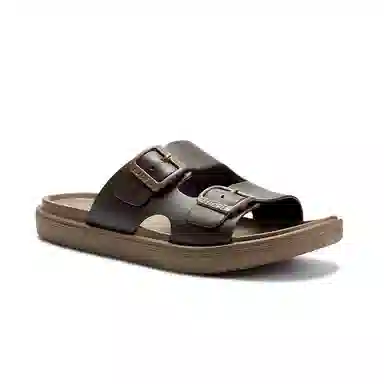 罗敷 圆头厚底 舒适轻便 防滑透气 静音防磨一字拖鞋 男款 黑色