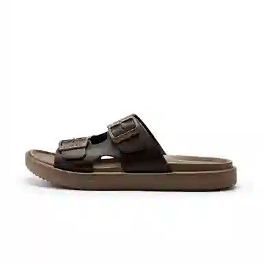 罗敷 圆头厚底 舒适轻便 防滑透气 静音防磨一字拖鞋 男款 黑色