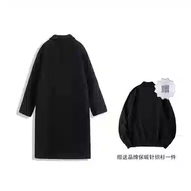 我是大卫 毛呢纯色中长款高级感保暖加厚韩版休闲外套大衣 男女同款