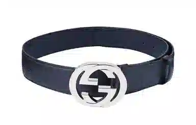GUCCI Double G Signature Leather Belt Navy 4cm