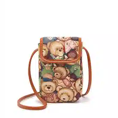 小熊依恋 女士手机包 聚酯纤维 织花轻便零钱包小巧单肩斜挎包女迷你小包多色