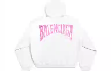 Balenciaga FW23 Paris Tropical Round Hoodie Oversized In WhitePink