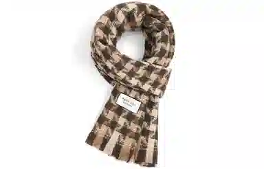 优幽兰 千鸟格针织加厚护脖子防风防寒保暖休闲 仿羊绒 绒线围巾 男女同款情侣款