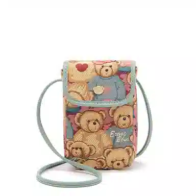 小熊依恋 女士手机包 聚酯纤维 织花轻便零钱包小巧单肩斜挎包女迷你小包多色