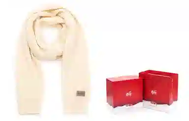 肯默 皮标纯色针织围巾 毛线围脖 秋冬保暖加厚 情侣款