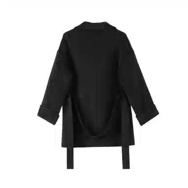 晚白 双面呢子羊毛外套大衣 女款 黑色