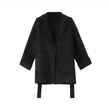 晚白 双面呢子羊毛外套大衣 女款 黑色