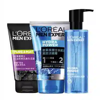欧莱雅 男士水能 护肤套装 保湿控油清洁