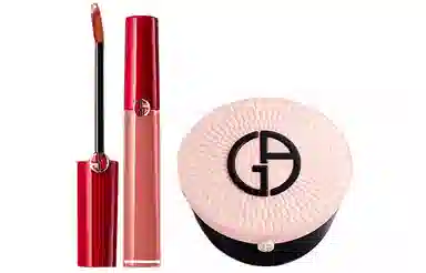 阿玛尼 限定裸粉气垫套装 修饰肤色 唇釉+气垫