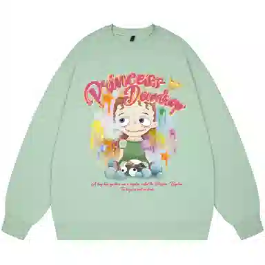 三体 露珠公主云天明的三个童话系列 卡通像宽松圆领套头美式高街简约通勤卫衣 男女同款