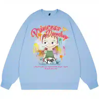 三体 露珠公主云天明的三个童话系列 卡通像宽松圆领套头美式高街简约通勤卫衣 男女同款