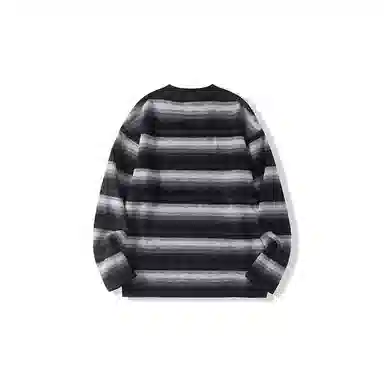 我是大卫 复古感圆领套头针织长袖卫衣 男女同款 黑色条纹