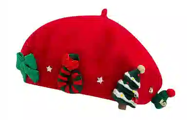 肯默 圣诞元素甜美原宿画家保暖 毛呢 贝雷帽 女款