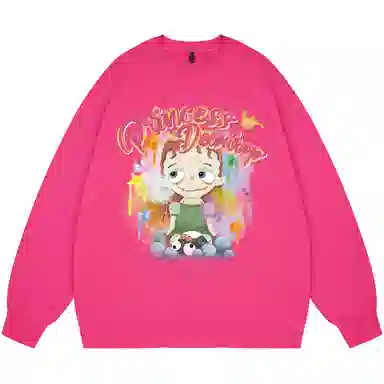 三体 露珠公主云天明的三个童话系列 卡通像宽松圆领套头美式高街简约通勤卫衣 男女同款