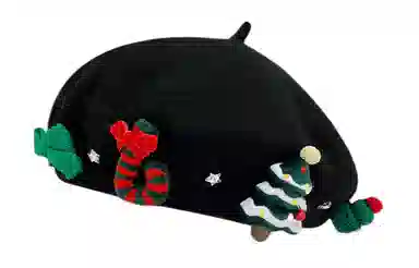 肯默 圣诞元素甜美原宿画家保暖 毛呢 贝雷帽 女款