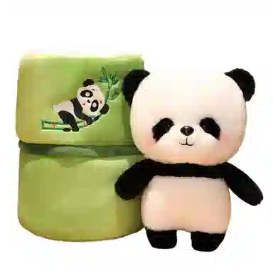 万童乐 可爱竹筒大熊猫 玩偶 毛绒公仔