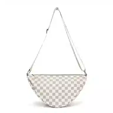 尼格尔 韩版棋盘格休闲饺子包运动机车包通勤超纤压纹面料单肩斜挎包 男女同款 多色