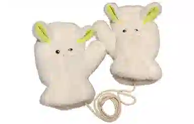 优幽兰 暖加厚毛绒骑车可爱小羊防风防寒可挂脖连指设计感 小众学生通勤 自行车护手 手套 女款