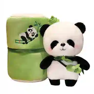 万童乐 可爱竹筒大熊猫 玩偶 毛绒公仔