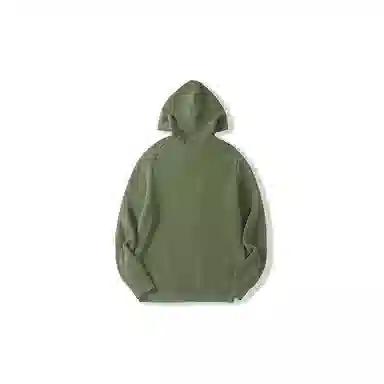 我是大卫 纯色简约慵懒风连帽套头长袖针织衫 男女同款 军绿色