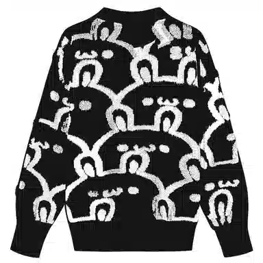 九条喵 休闲宽松小兔子圆领针织衫 女款