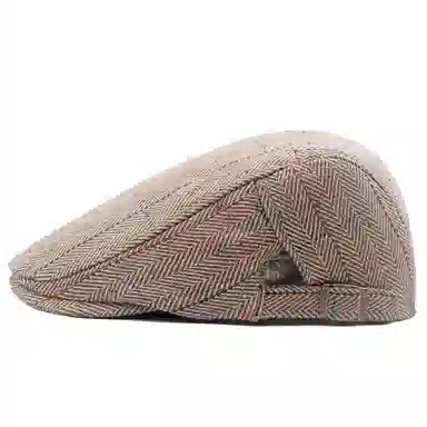 山一丸 英伦复古前进帽粗花呢可调节 涤棉 贝雷帽 男女同款情侣款