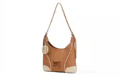 音魅 美式复古托特包简约美拉德拼接合成革单肩包通勤手提包大学生 女款 棕色/杏色