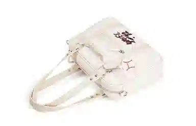 音魅 美式复古剑桥包 通勤美拉德托特包合成革女腋下包 学院风斜挎包 女款 中号 蓝色/米白