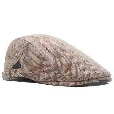 山一丸 英伦复古前进帽粗花呢可调节 涤棉 贝雷帽 男女同款情侣款