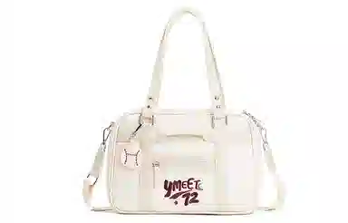 音魅 美式复古剑桥包 通勤美拉德托特包合成革女腋下包 学院风斜挎包 女款 中号 蓝色/米白