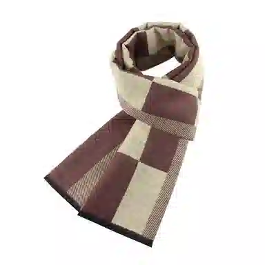 浪莎 保暖加厚格子 绒线围巾 男款