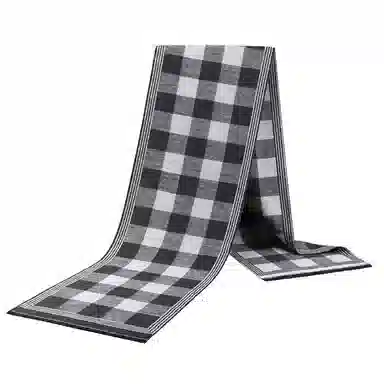 浪莎 保暖加厚黑灰格子 绒线围巾 男款