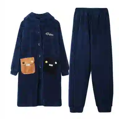 Huggy Kissy Couple Pajama Set Navy