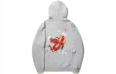 中国李宁 日进斗金系列  雪花图腾 宽松套头连帽卫衣 男款 灰色