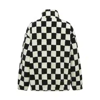 美特斯邦威 国潮撞色棋盘格加厚棉服 男款