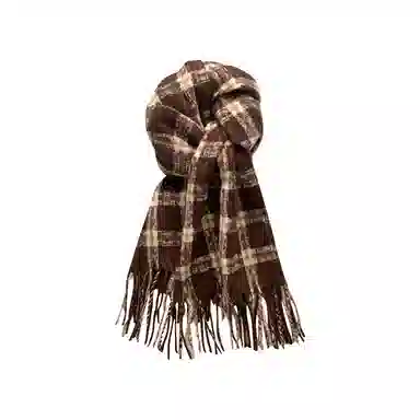 浪莎 学院风学生保暖格子复古针织 绒线围巾 男女同款情侣款