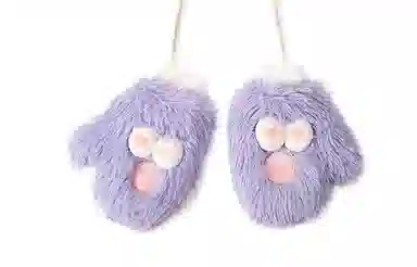 白卷 保暖防寒卡通长毛小怪兽 绒线手套 男女同款情侣款