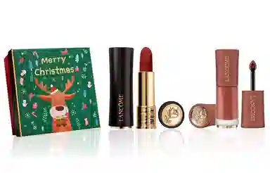 兰蔻 黑管小蛮腰口红+粉金管小蛮腰双色唇膏 圣诞限量麋鹿礼盒 显白显气色