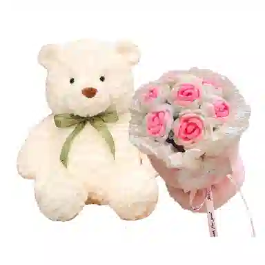 公主恋人 小熊花束组合 熊熊小香风玫瑰 玩偶 毛绒公仔