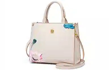 宫选 荷花系列 新潮古风复古香风 简约玉佩挂件 荷花莲花刺绣 山水庭院 牛皮 单肩斜挎手提包 小号 女款 荷塘月色