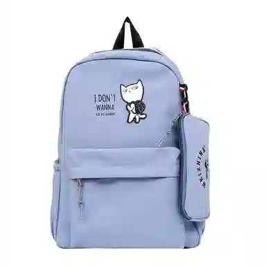 尼格尔 新款学生可爱卡通时尚字母大容量旅行优质面料书包背包双肩包 女款 多色