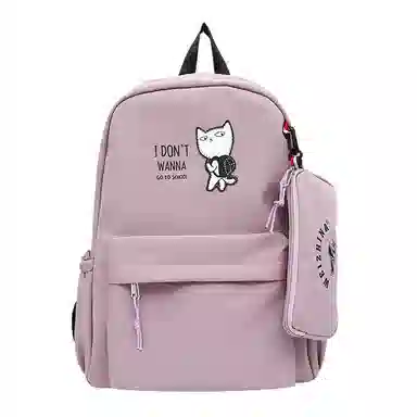 尼格尔 新款学生可爱卡通时尚字母大容量旅行优质面料书包背包双肩包 女款 多色