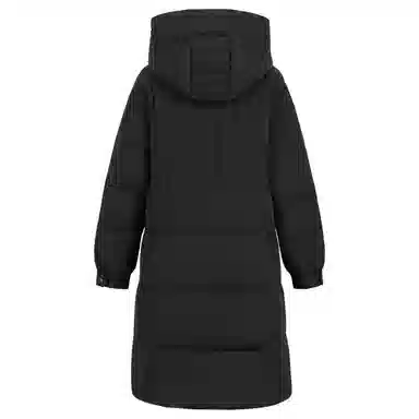 九条喵 加厚连帽长款大口袋羽绒服 女款 黑色